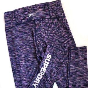 Superdry Sports Women’s Leggings High Waist Sculpting Purple Zip Pocket Large